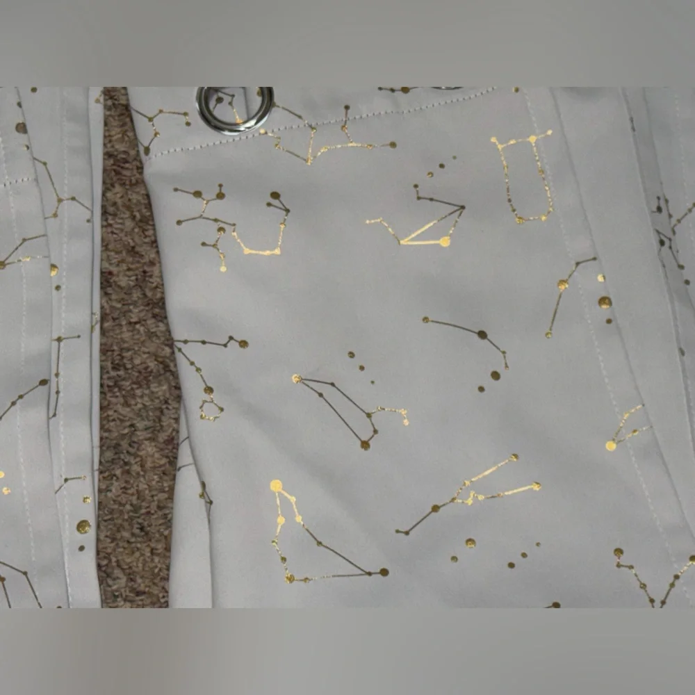 Blackout White Curtains with Gold Constellation Print lot of 2, 50X83